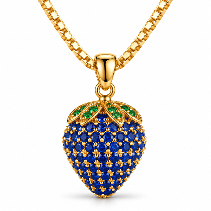 Halskette Erdbeere Blau Gold PAVELS