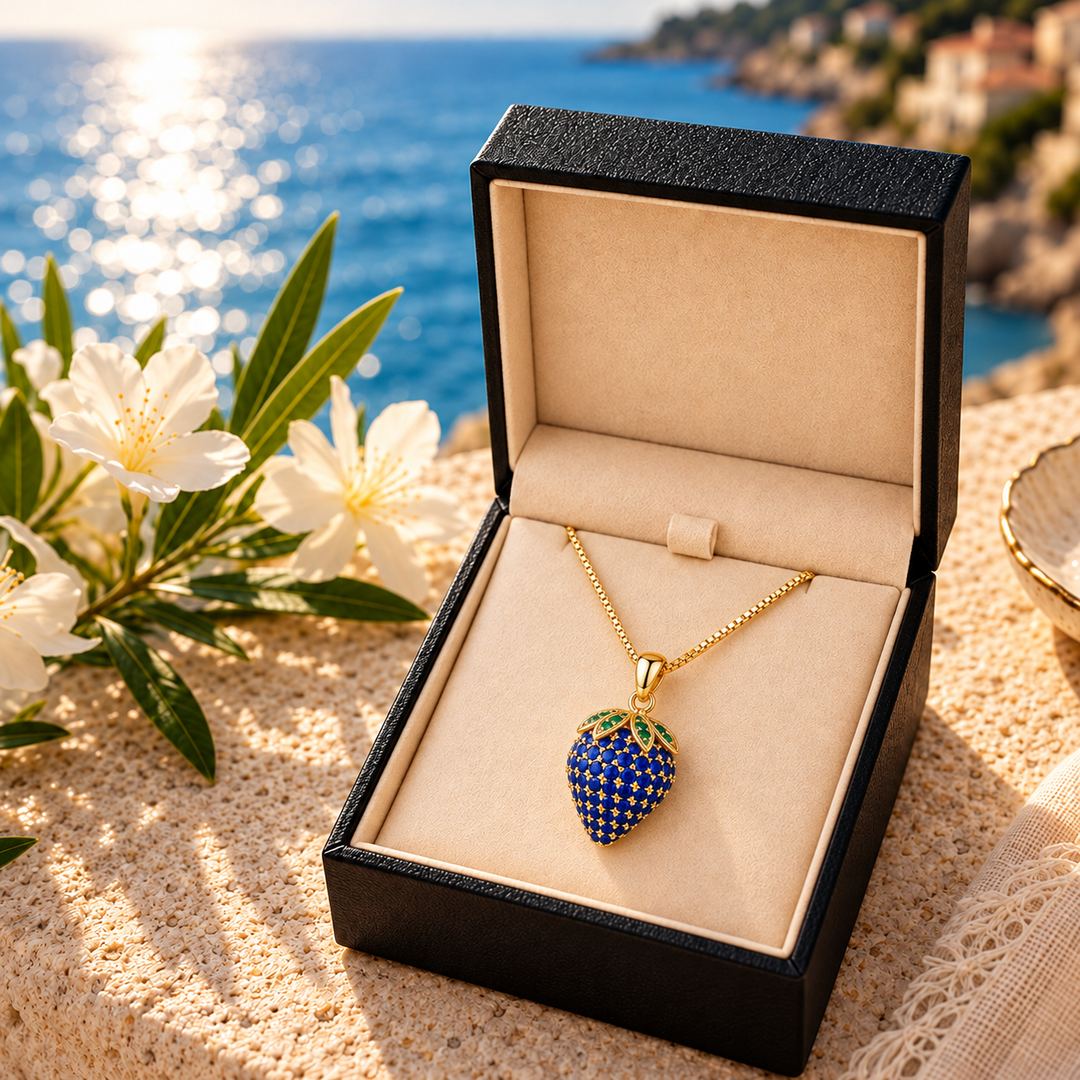 Halskette Erdbeere Blau Gold PAVELS