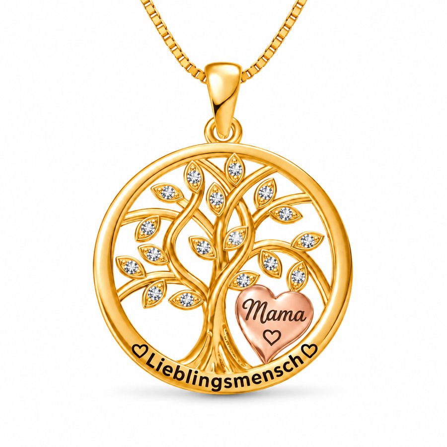 Halskette Baum des Lebens Mama Edition Gold
