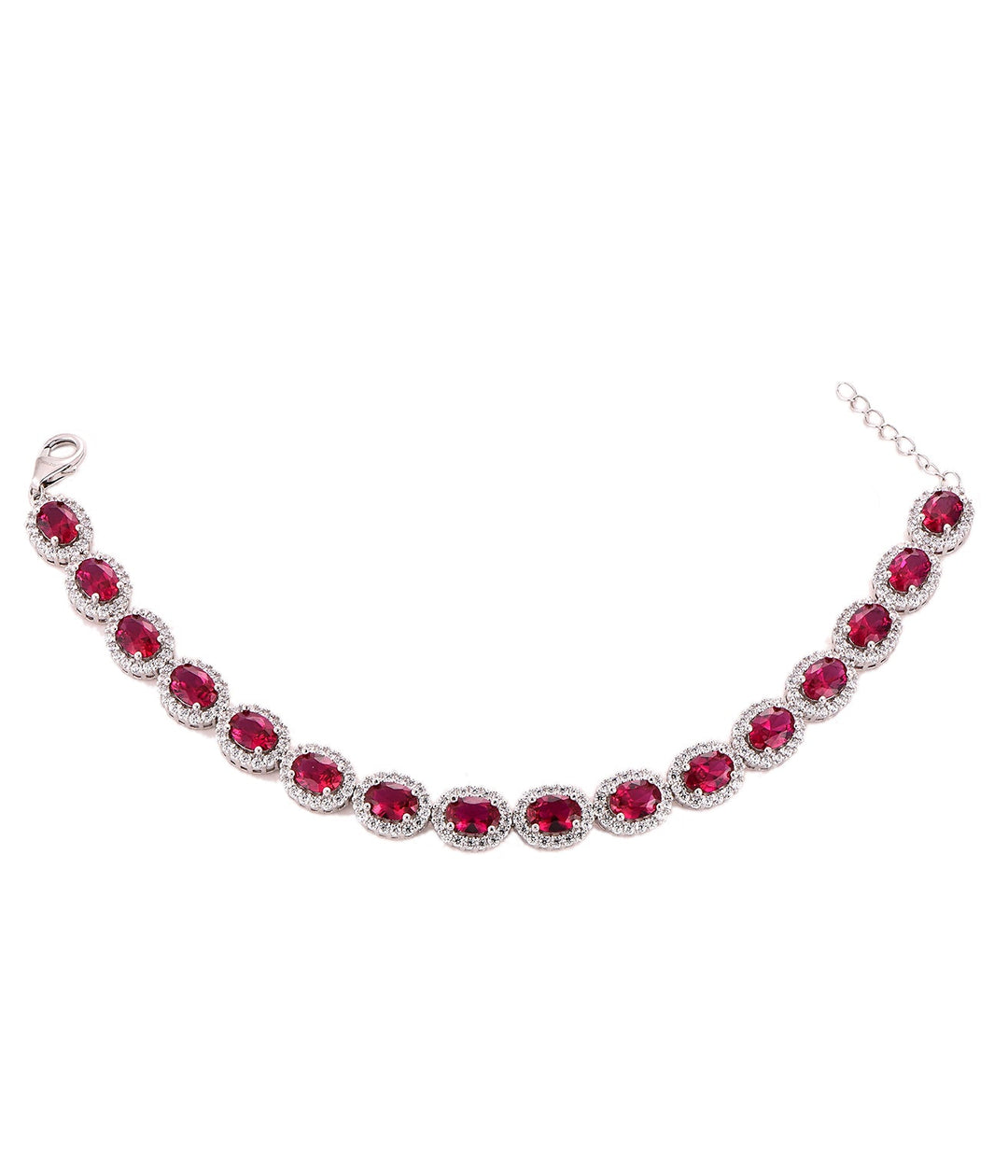 Feminines Armband Fame mit strahlenden pinkfarbenen Steinen – modernes Silberarmband für besondere Outfits